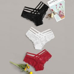 3pc Flowers Panties Women Lace Low Waist Underwear Panties G-string Lingerie Thongs Calcinha Sexy Hot Erotic Women Panties