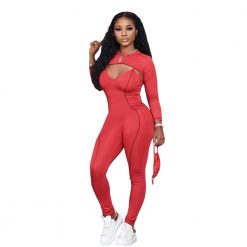 Casual Women's set  Jumpsuit + Crop Top Tracksuit  Long Sleeve Fitness Skinny Sportsuit Autumn Winter Outfits overalls For Women