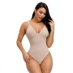 Waist Trainer Shaper Body Tummy Shaper Shapewear Faja Women Deep V Bodysuit Backless Plunge Thong Push Up padded Bra