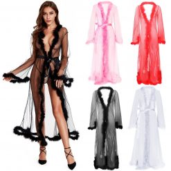 2020 New Ladies' Sexy Fashion Trend Appealing Perspective Net Feather Nightdress Sexy Lingerie Exotic Adult Nightwear Couple