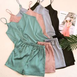 Summer Sexy Satin Pajamas Set Lingerie Silk Women Sleepwear Top Shorts S-xl Solid Nighty Sleeping Nightwear Pijama Mujer 2020Jan