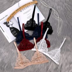 Women Ultra Thin Sexy Lace Bras Transparent Wireless Push Up Bra Unlined Comfort Underwear Bralette Sexy Lingerie
