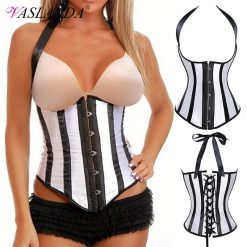 Women Bustiers & Corsets Boned Steampunk Underbust Corset Vest Gothic Bustier Tops Sexy Lingerie Sets Satin Vintage Corselet