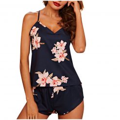 Satin Silk Pajamas Women Lingerie Underwear Sleepwear Leopard Shorts Tank Tops Sexy Female V-Neck Sleeveless Nightwear loungewea