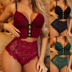 2020 Underwear women Lace Lingerie Set Lingerie Set Sexy Women's Underwear Bra and Bandage Hight Waist Panties Bra Party Set