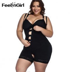 FeelinGirl Plus Size XS-6XL Shapewear Waist Slimming Briefs Butt Lifter Modeling Strap Body Shaper Underwear Women Bodysuit-A