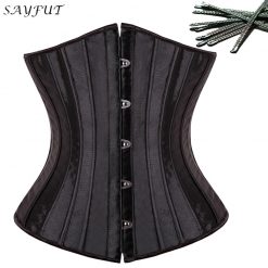 Hot Spiral Steel Boned Women Waist Trainer Corsets And Bustiers Body Cincher Black/Beige Plus Size Underbust Top Lingerie