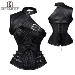 Miss Moly Steampunk Corset Women Gothic Bustier 10 Steel Boned Tops Burlesque Goth Lingerie Tummy Slimming Sheath