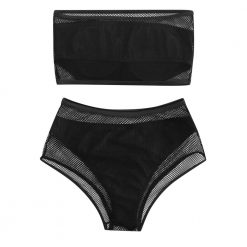 Free Ostrich Sexy Lingerie Women Underwear Hollow High Waist Panties Bandeau Bra Push Up Biquini Bra And Panty Set Bathing Suit