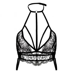 Halter Lace Bra Women Hollow Out Flower Lace Cross Bandage Transparent Lingerie Womens Sexy Exotic Bras Bralette Soutien Gorge