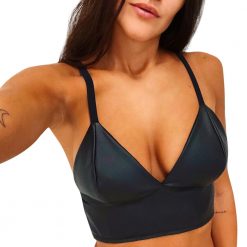 Women's Bra sexy Leather Sleeveless Sling Vest Daily Casual Top Wrapped Chest Fashion V-Neck Lingerie Underwear new style 2020