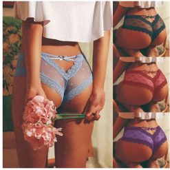 2020 Women Lingerie Panties Sexy Ladies Casual Cage Back Mesh Perspective Wave Shape Bow Underwear Transparent Briefs