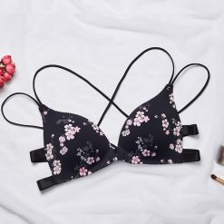 Bra Women Floral Print one-piece Front Buckle Underwear Fashion Gathered Adjustable Shoulder Strap Seamless Cross-back Bras