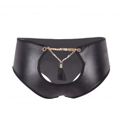 Ladies Sexy Leather Lingerie Panties Mini Briefs Shorts Latex Open Crotch PVC Crotchless knickers Underwear Girlfriend Wife Pant