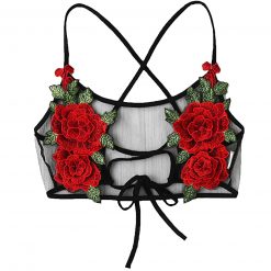 Women Sexy Lingerie Adjustable Spaghetti Strap Flower Embroidery Bra Lace Mesh Erotic Lingerie Babydoll Sleepwear