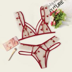 Bra  New Sexy Fashion Christmas  G-String Thong Sleepwear Underwear Lingerie Flower Lace Sleepwear Lingerie Temptation