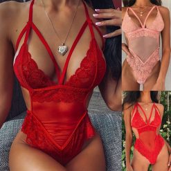 New Sexy Bodysuits Mesh Lace Women Sheer Backless Bodysuit Teddy Jumpsuit Lingerie Body Sexy Transparent Lingerie Feminina 2020